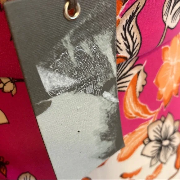 Vince Camuto dress floral mixed print sleeveless side knot twist front midi - Picture 7 of 16